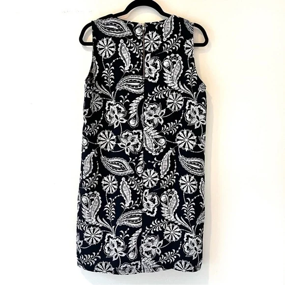 NY Artisan sleeveless dress floral paisley black white size 8 - Picture 4 of 10